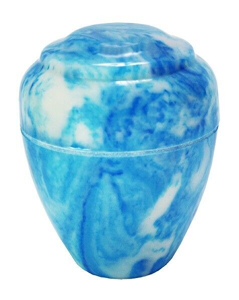Small/Keepsake 18 Cubic Inch Blue Vase Cultured Marble Cremation Urn for Ashes