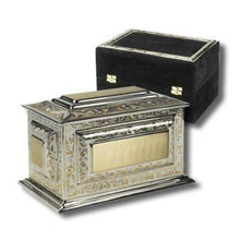 Load image into Gallery viewer, Set of Adult (225 cubic inch) &amp; Keepsake (3 inch) Brass Funeral Cremation Urns
