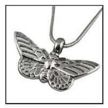Load image into Gallery viewer, Butterfly Stainless Steel Funeral Cremation Urn Pendant w/Chain for Ashes
