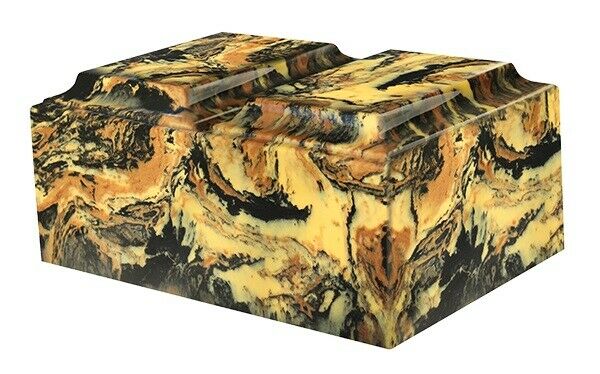 XL Companion Funeral Cremation Urn For Ashes Cultured Marble Black/Gold Tuscany