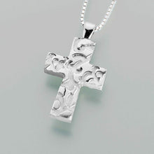 Load image into Gallery viewer, Pewter Cross with Filigree Memorial Jewelry Pendant Funeral Cremation Urn
