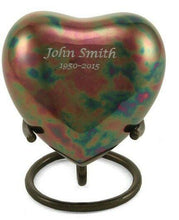 Load image into Gallery viewer, Small/Keepsake Stainless Steel Raku Heart Funeral Cremation Urn - 3 Cubic Inches
