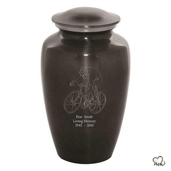 Large/Adult 200 Cubic Inch Custom Engraved Metal Bicycle Funeral Cremation Urn