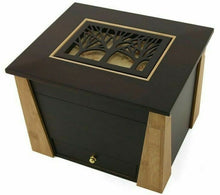 Load image into Gallery viewer, Large/Adult 200 Cubic In. Wood Craftsman Style Memory Chest Cremation Urn w/Tree
