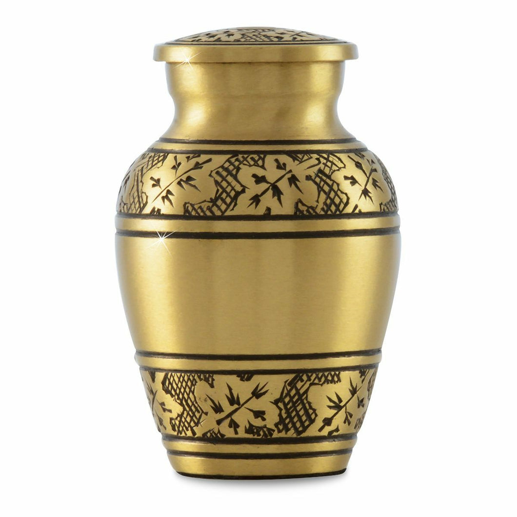 Small/Keepsake 4 Cubic Inches Maple Leaf Brass Funeral Cremation Urn for Ashes