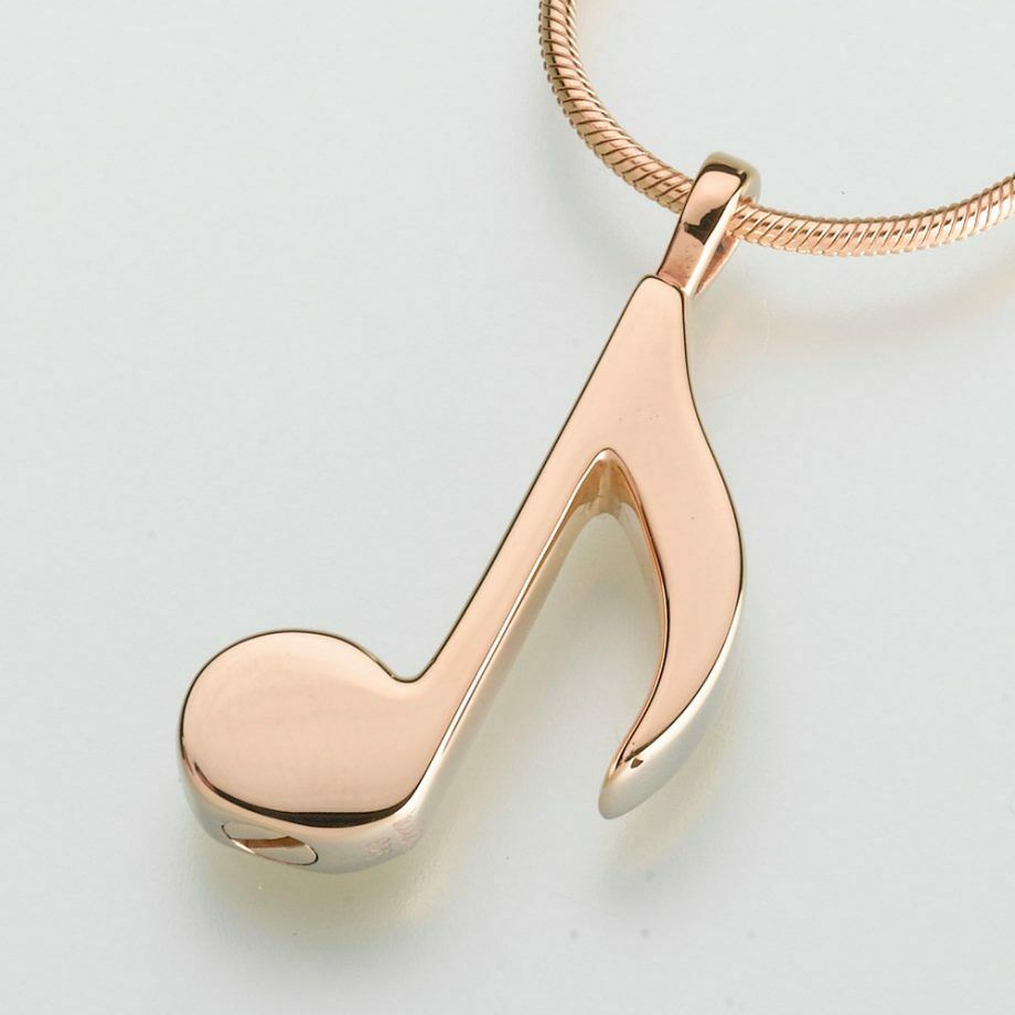 Gold Vermeil Musical Note Memorial Jewelry Pendant Funeral Cremation Urn