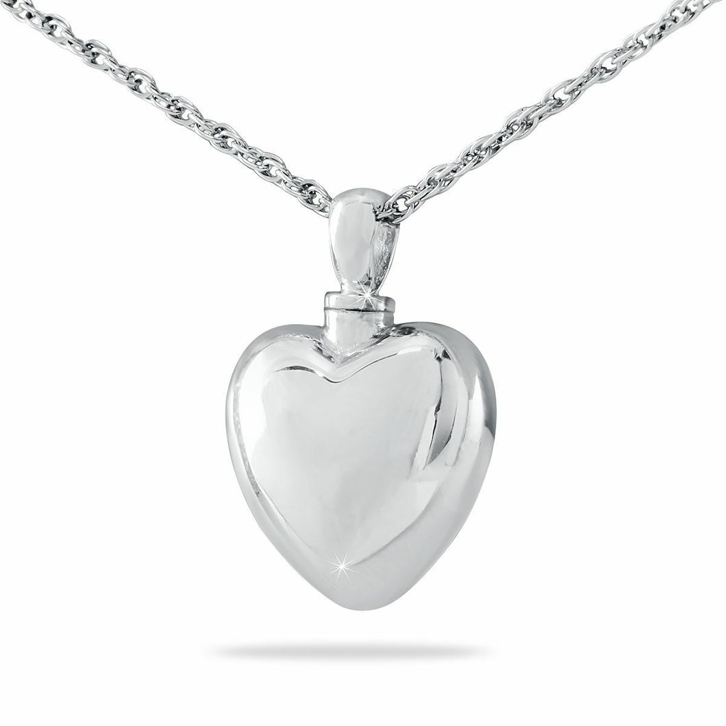 Sterling Silver Heart Pendant/Necklace Funeral Cremation Urn for Ashes