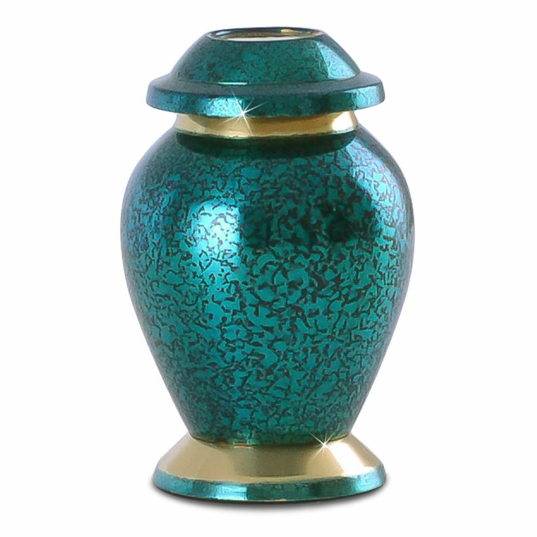 Small/Keepsake 5 Cubic Inches Gleaming Blue Brass Cremation Urn