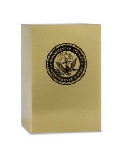 Large/Adult 235 Cubic Inch Navy Emblem Brass Funeral Cremation Urn for Ashes