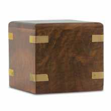 Load image into Gallery viewer, Small/Keepsake 6 Cubic Inch Windsor Wood &amp; Brass Cremation Urn for Ashes
