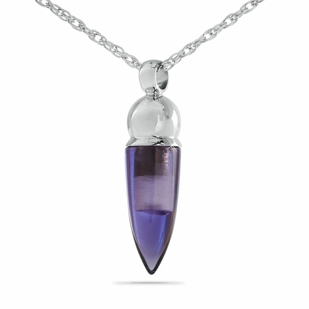 Purple & Silver Stainless Steel Pendant/Necklace Funeral Cremation Urn for Ashes