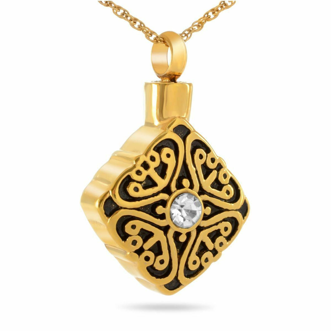 Stainless Steel/Gold Plated Crystal Pendant/Necklace Cremation Urn for Ashes