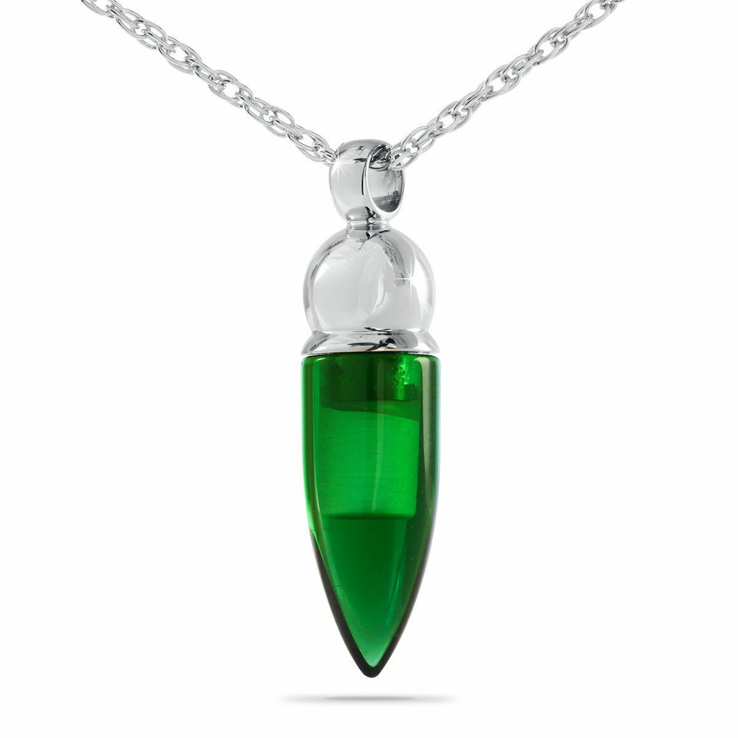Green & Silver Stainless Steel Pendant/Necklace Funeral Cremation Urn for Ashes