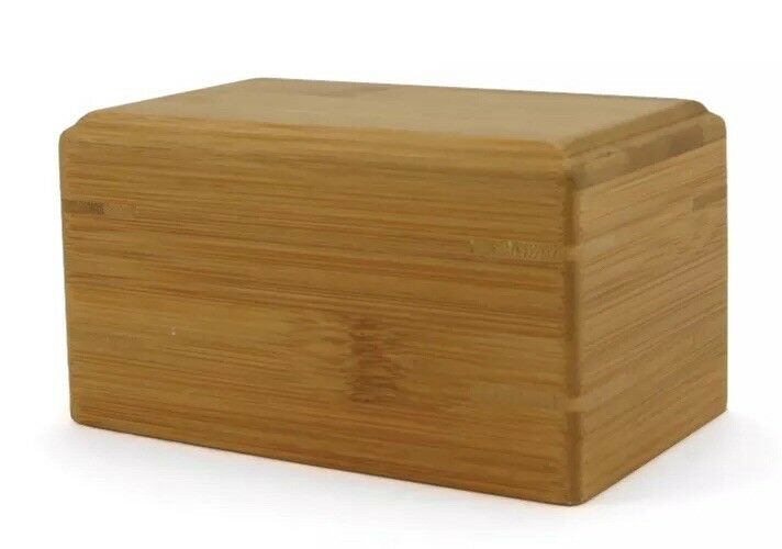Small/Keepsake Bamboo Box Funeral Cremation Urn for Ashes, 25 Cubic Inches