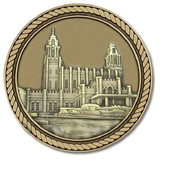 LDS Temple Manti Medallion for Box Cremation Urn/Flag Case - 4 Inch Diameter