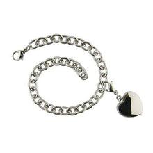 Load image into Gallery viewer, Stainless Steel Charm Bracelet with Heart Charm Funeral Cremation Jewelry
