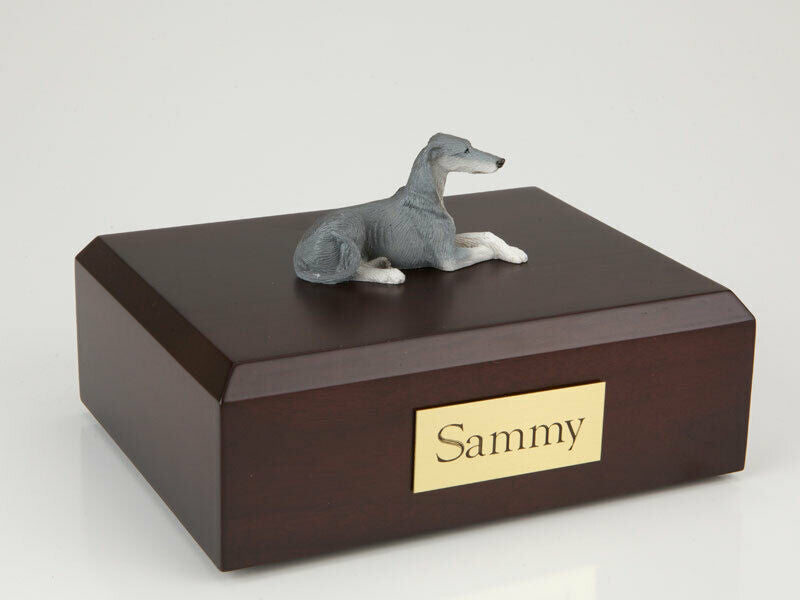Greyhound, Grey Stand Pet Cremation Urn Available in 3 Diff Colors & 4 Sizes