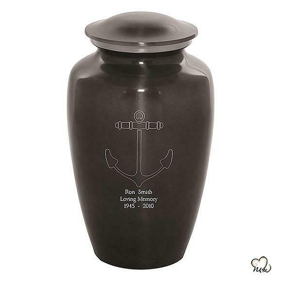 Large/Adult 200 Cubic Inch Custom Engraved Metal Anchor Funeral Cremation Urn