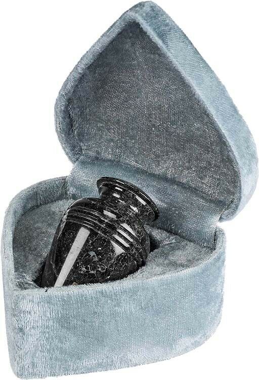 Black Marble Small/Keepsake Funeral Cremation Urn For Ashes w. Velvet Heart Box