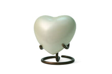 Load image into Gallery viewer, Heart Keepsake Brass White Funeral Cremation Urn for Ashes, 3 Cubic Inches
