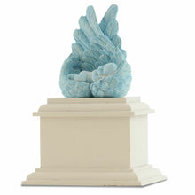 Load image into Gallery viewer, Small/Keepsake 8 Cubic Inch Blue Heaven&#39;s Care Infant Cremation Urn w/White Base
