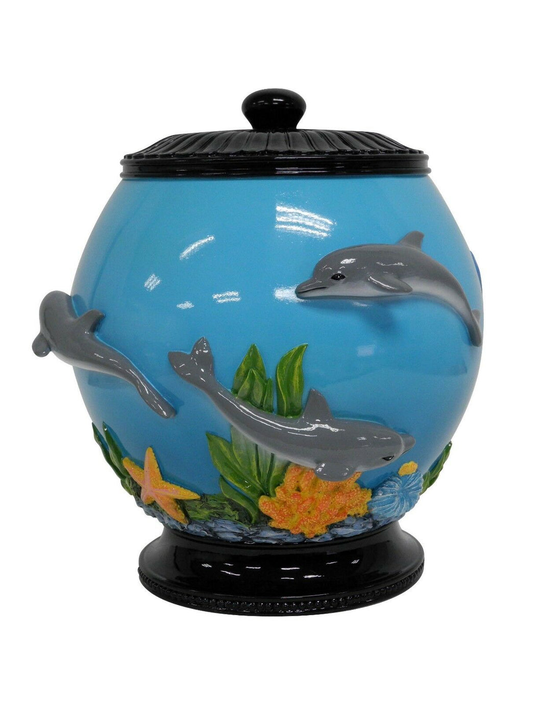 Large/Adult 220 Cubic Inches Dolphin / Fish Bowl Resin Funeral Cremation Urn