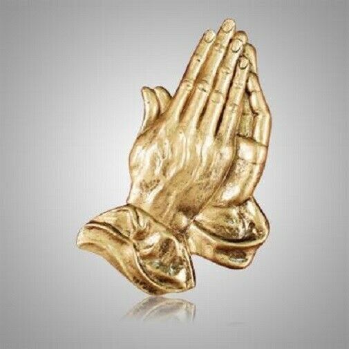 Brass Praying Hands Applique for Round Cremation Urn, Pewter Also Available