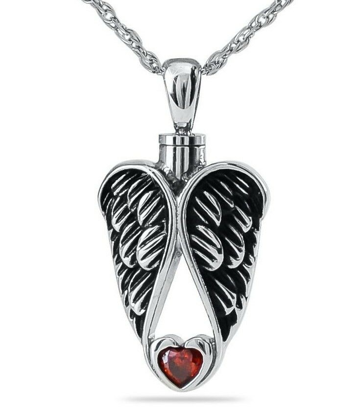 Angel Heart Stainless Steel Pendant/Necklace Funeral Cremation Urn for Ashes
