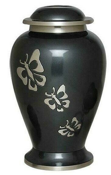 Large/Adult 200 Cubic Inch Slate Butterfly Brass Funeral Cremation Urn for Ashes