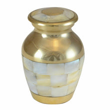 Load image into Gallery viewer, Small/Keepsake 4 Cubic Inches Mother of  Pearl Brass Cremation Urn for Ashes
