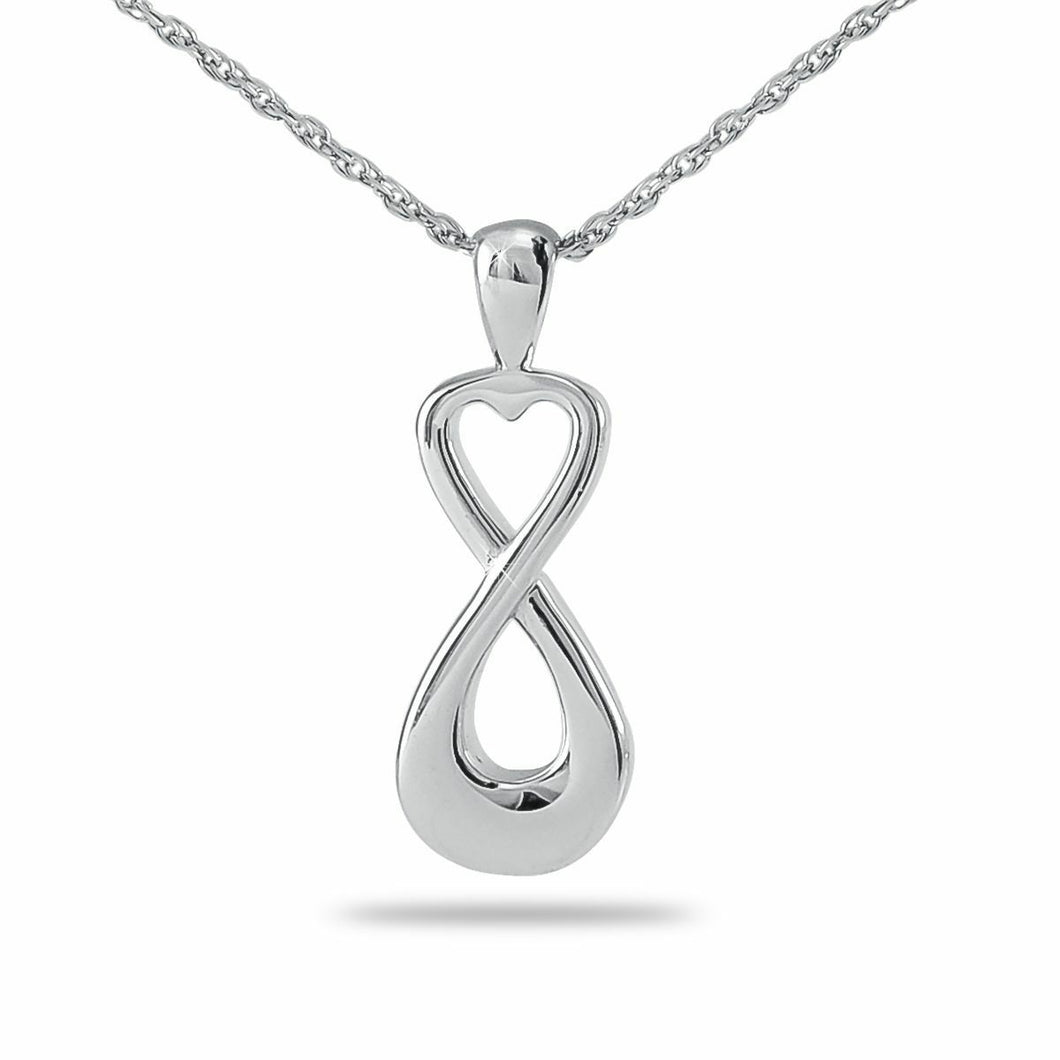 Infinity Heart Stainless Steel Pendant/Necklace Funeral Cremation Urn for Ashes