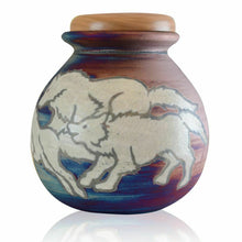Load image into Gallery viewer, Large/Adult 200 Cubic Inches Raku Wolves Funeral Cremation Urn for Ashes
