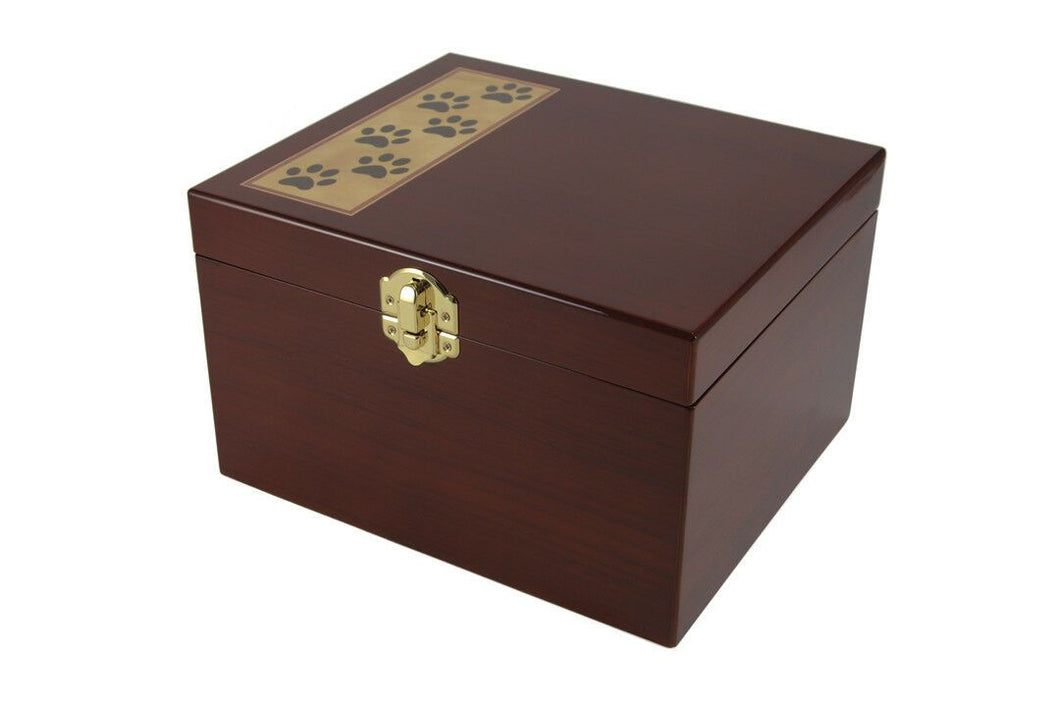 Extra-Large 300 Cubic Inch Paw Print Memory Chest Cremation Urn for Ashes