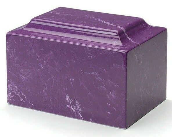 Classic Marble Amethyst Adult Funeral Cremation Urn, 325 Cubic Inch TSA Approved