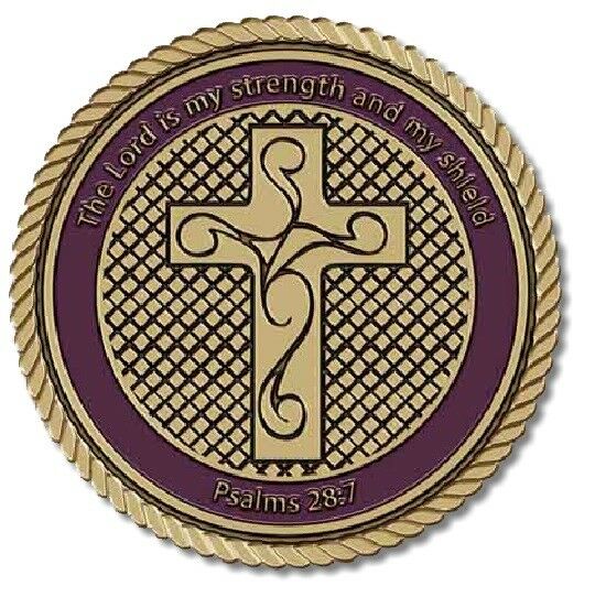 Cross Shield Medallion for Box Cremation Urn/Flag Case - 2 Inch Diameter