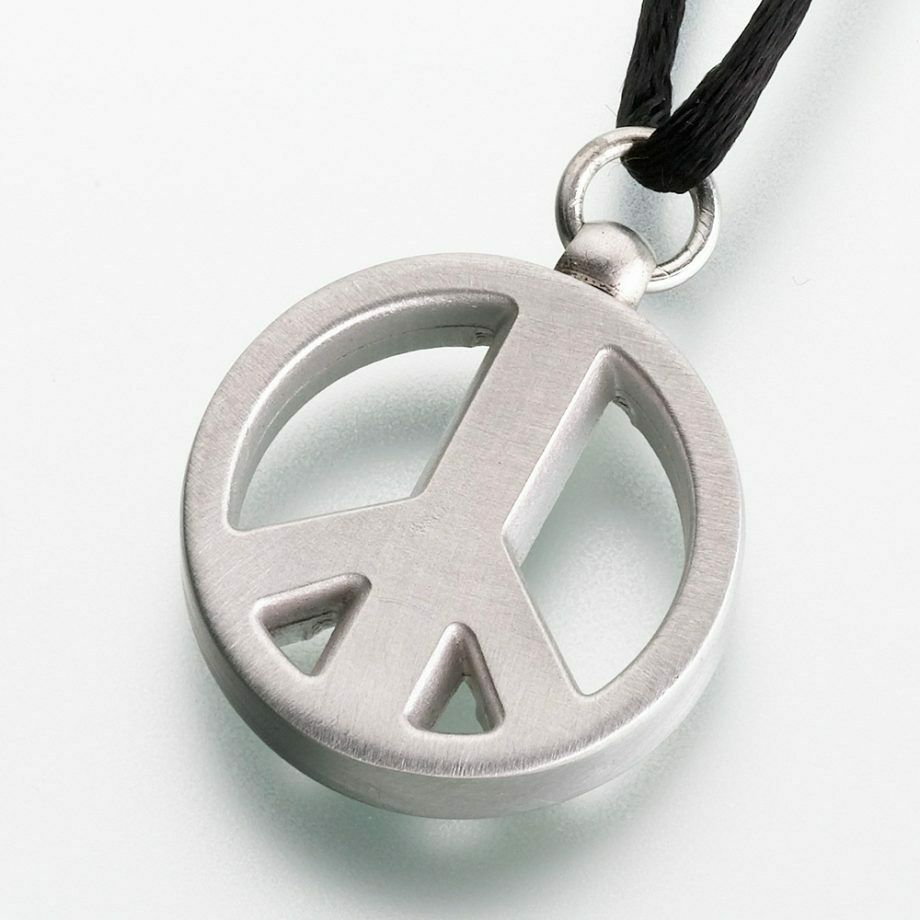 Pewter Peace Sign Memorial Jewelry Pendant Funeral Cremation Urn