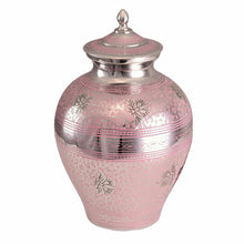 Load image into Gallery viewer, Large/Adult 228 Cubic Ins Pink Butterflies Brass Funeral Cremation Urn for Ashes
