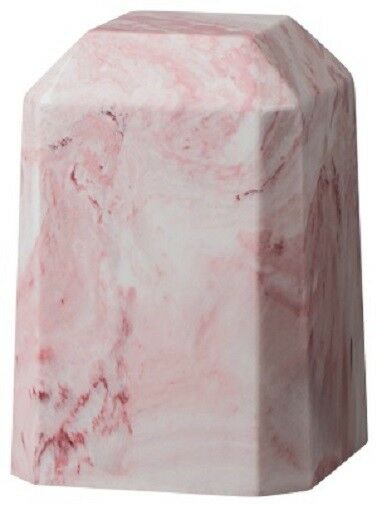 Small/Keepsake 36 Cubic Inch Pink Square Cultured Marble Funeral Cremation Urn