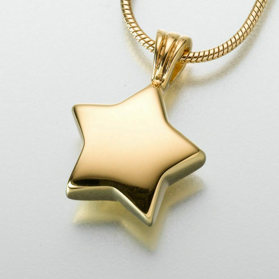 Gold Vermeil Star Memorial Jewelry Pendant Funeral Cremation Urn