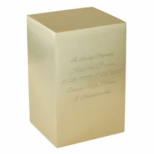 Load image into Gallery viewer, Large/Adult 235 Cubic Inches Gold Square Brass Funeral Cremation Urn for Ashes
