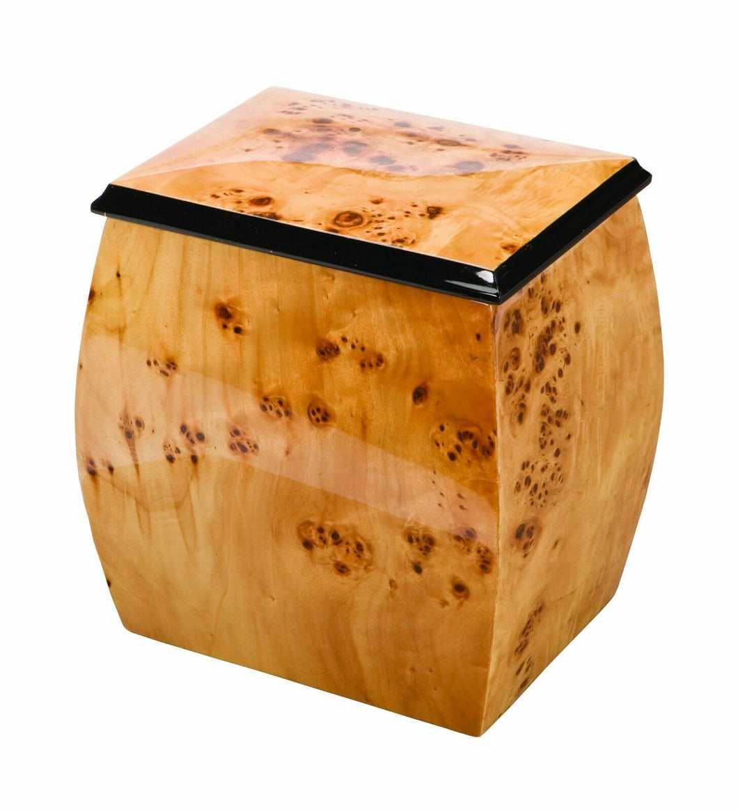 Large/Adult 230 Cubic Inches Oblique Burlwood Chest Cremation Urn for Ashes