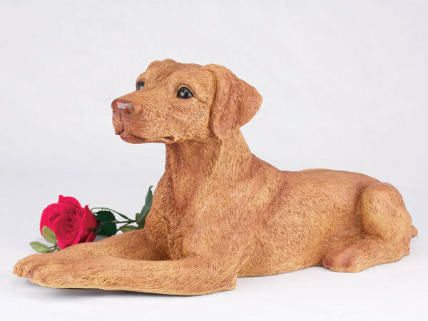 Large 238 Cubic Inches Red & Tan Doberman Pinscher Resin Urn, Ears Down