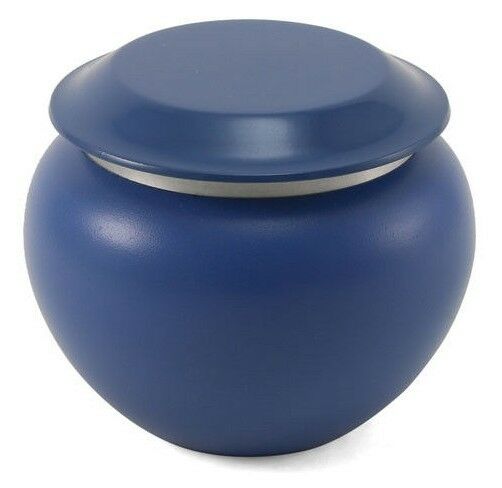 Small/Keepsake Blue Pagoda Aluminum Funeral Cremation Urn, 25 Cubic Inches