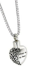 Load image into Gallery viewer, Always in My Heart Pendant/Necklace Funeral Cremation Urn for Ashes -with design
