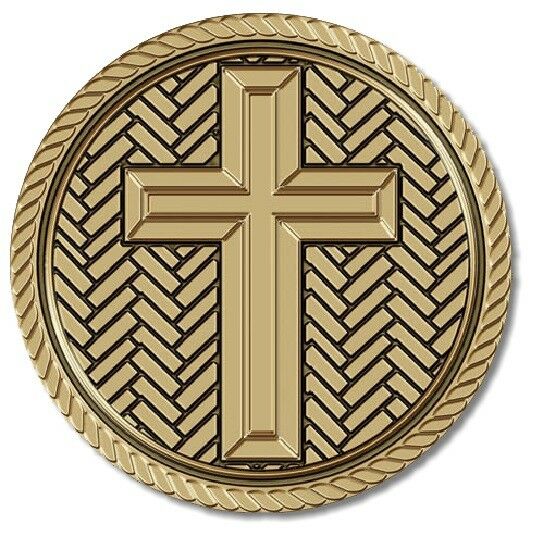 Cross Herringbone Medallion for Box Cremation Urn/Flag Case - 3 Inch Diameter