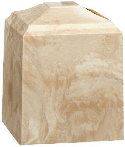 Small/Keepsake 45 Cubic Inch Creme Mocha Cultured Marble Cremation Urn for Ashes