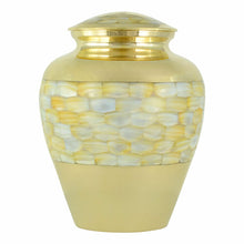 Load image into Gallery viewer, Large/Adult 230 Cubic Inches Mother of Pearl Brass Cremation Urn for Ashes
