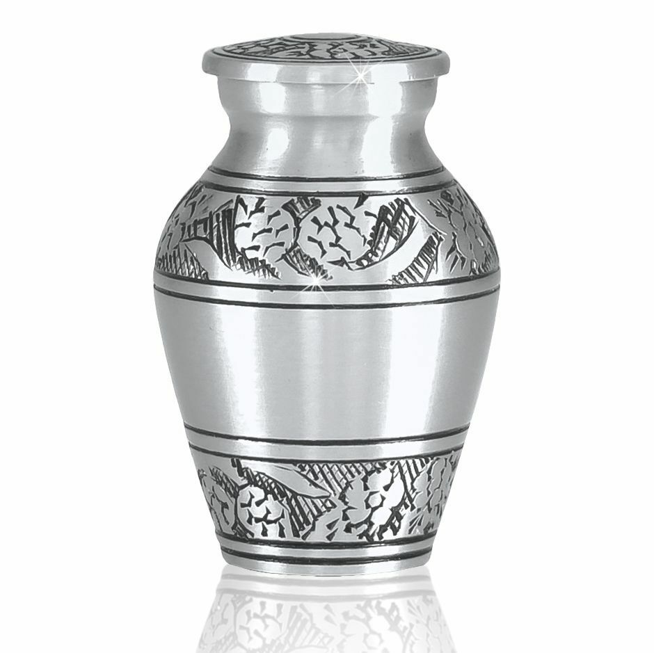 Small/Keepsake 4 Cubic Inches Pewter Vine Brass Cremation Urn for Ashes
