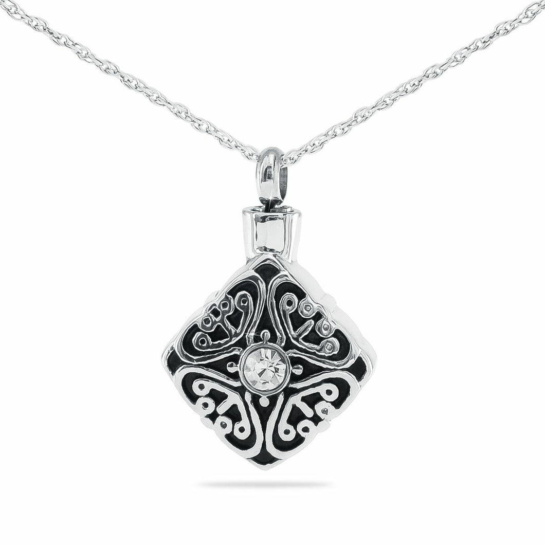 Detailed Crystal Stainless Steel Pendant/Necklace Cremation Urn for Ashes