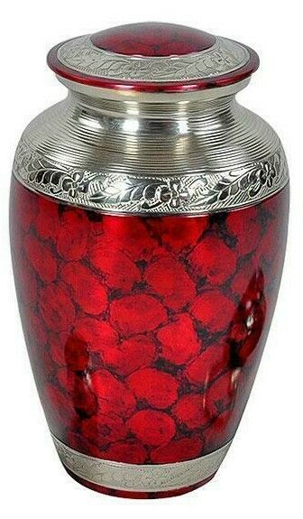 Large/Adult 200 Cubic Inch Classic Crimson Brass Funeral Cremation Urn for Ashes